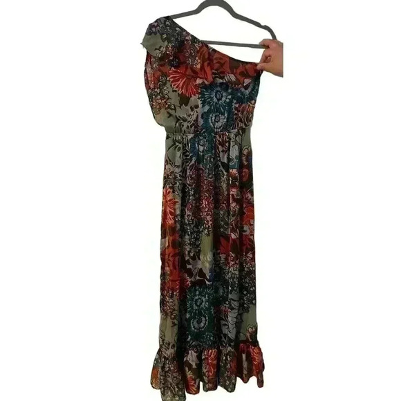 Boho American Rag One Shoulder Floral print Maxi dress size S sleeveless EUC - Picture 1 of 8